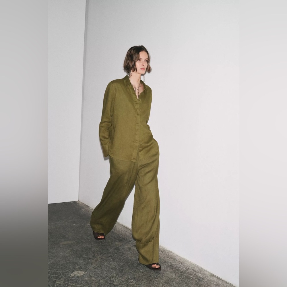 Zara 100% linen palazzo pants